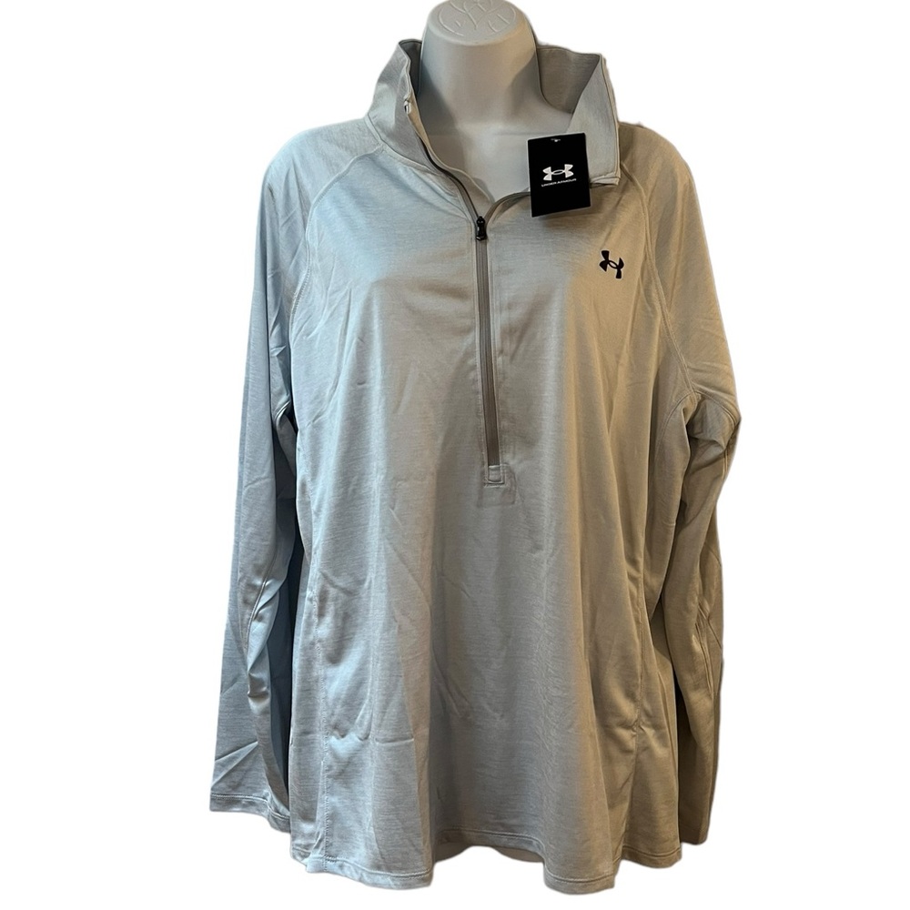 NWT Women's Under Armour Gray Loose Tech Twist 1/2 Zip Plus Sz. 1X NEW